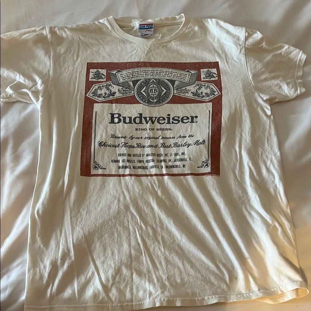 Junk food Budweiser White T-Shirt unisex S never worn. - Picture 4 of 4